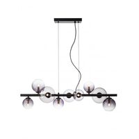 Lustra moderna negru mat abajururi sticla fumurie 9xG9/8W, Astra 01-3989 Smarter