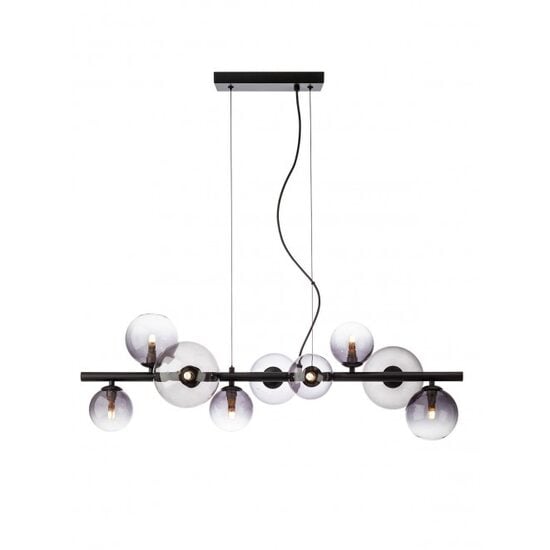 Lustra moderna negru mat abajururi sticla fumurie 9xG9/8W, Astra 01-3989 Smarter