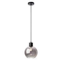Lustra moderna negru mat abajur sferic sticla fumurie 1xE27/42W, Atlantis 01-4045 Smarter