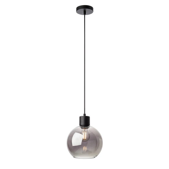 Lustra moderna negru mat abajur sferic sticla fumurie 1xE27/42W, Atlantis 01-4045 Smarter