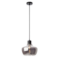 Lustra moderna negru mat abajur sticla fumurie 1xE27/42W, Atlantis 01-4046 Smarter