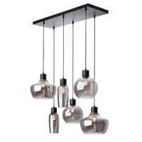 Lustra moderna negru mat abajururi sticla fumurie 6xE27/42W, Atlantis 01-4047 Smarter