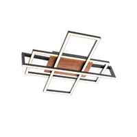 Plafoniera LED moderna negru mat lemn natur 35.5W/1400lm/3000K, Mikura 01-3493 Smarter