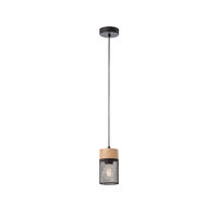 Lustra moderna negru mat element lemn natur 1xE27/42W, Stem 01-3141 Smarter