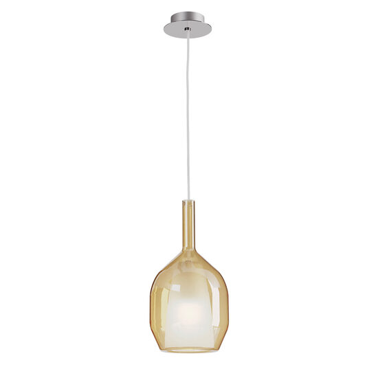 Lustra moderna crom abajur sticla ambra 1xE27/42W, Tresor 01-3635 Smarter