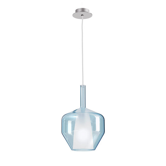 Lustra moderna crom abajur sticla albastra 1xE27/42W, Tresor 01-3647 Smarter