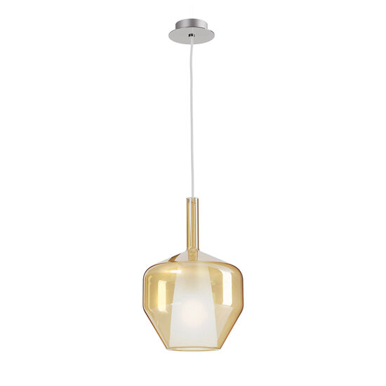 Lustra moderna crom abajur sticla ambra 1xE27/42W, Tresor 01-3649 Smarter