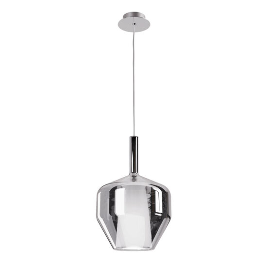Lustra moderna crom abajur sticla fumurie 1xE27/42W, Tresor 01-3651 Smarter