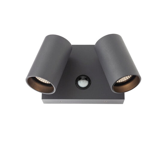 Aplica/Spot exterior IP65 LED orientabil gri senzor prezenta si crepuscular 2x9W/2200K-4000K, Alan 90634 Smarter