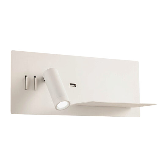 Aplica dreapta Brook alba suport telefon si USB LED 8W/1000lm/3000K, 01-3314 Redo