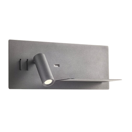 Aplica dreapta Brook neagra suport telefon si USB LED 8W/1000lm/3000K, 01-3316 Redo