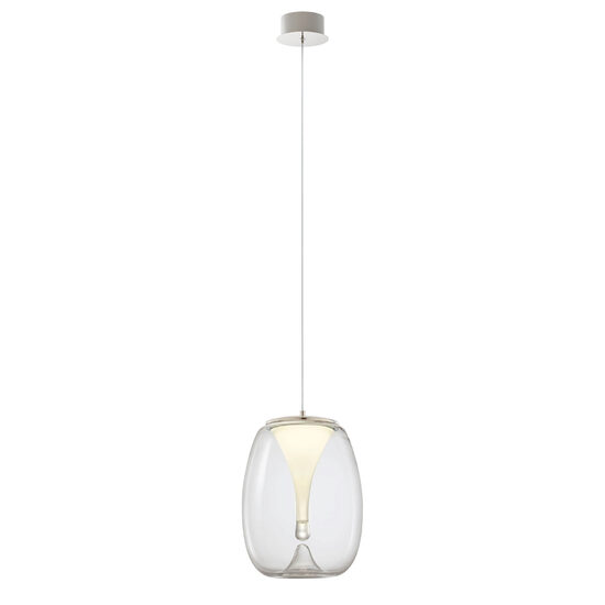 Lustra moderna Drop cromata sticla transparenta LED 15W/1650lm/3000K, 01-3629 Redo