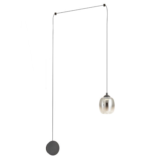 Aplica/Lustra negru mat abajur sticla fumurie LED 6W/579lm/3000K, Khadi 01-3484 Redo