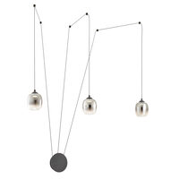 Aplica/Lustra negru mat sticla fumurie degrade LED 16.5W/1760lm/3000K, Khadi 01-3485 Redo