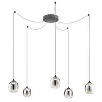 Lustra negru mat sticla fumurie degrade LED 26W/2955lm/3000K, Khadi 01-3487 Redo