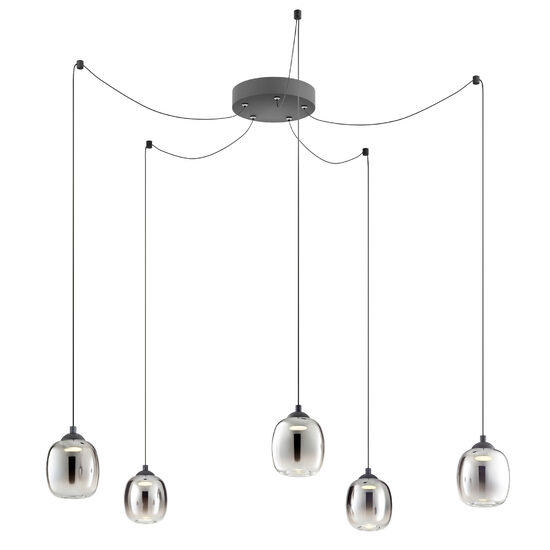 Lustra negru mat sticla fumurie degrade LED 26W/2955lm/3000K, Khadi 01-3487 Redo