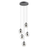 Lustra negru mat sticla fumurie degrade LED 26W/2955lm/3000K, Khadi 01-3488 Redo