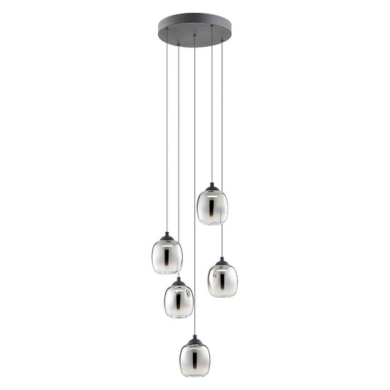 Lustra negru mat sticla fumurie degrade LED 26W/2955lm/3000K, Khadi 01-3488 Redo
