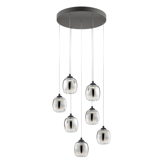 Lustra negru mat sticla fumurie degrade LED 35.5W/4033lm/3000K, Khadi 01-3489 Redo