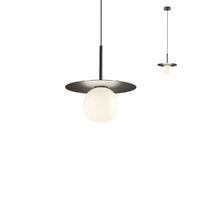 Lustra moderna Plato negru mat abajur sticla 1xG9/10W, Plato 01-2728 Redo