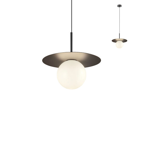 Lustra moderna Plato negru mat abajur sticla 1xE14/28W, Plato 01-2730 Redo