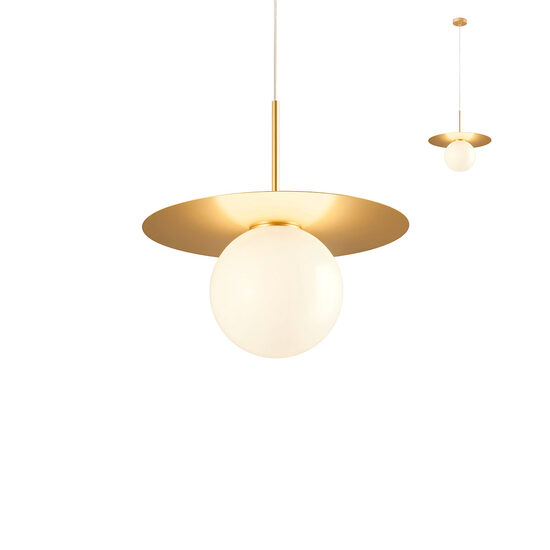 Lustra moderna Plato aurie abajur sticla 1xE27/42W, Plato 01-2731 Redo