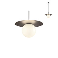 Lustra moderna Plato negru mat abajur sticla 1xE27/42W, Plato 01-2732 Redo