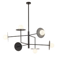Lustra moderna Plato negru mat abajururi sticla 6xG9/10W, Plato 01-2734 Redo