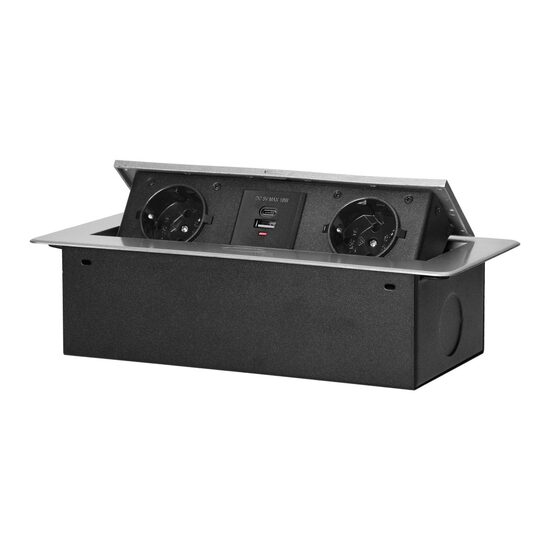 Priză încastrabilă birou 2x2P+E (Schuko) 2xUSB, OR-GM-9034(GS)/G Orno