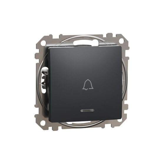 Intrerupator revenire antracit indicator luminos albastru 10A simbol sonerie Sedna Design, SDD114131L Schneider Electric