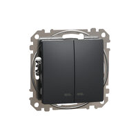 Intrerupator dublu antracit indicator luminos albastru Sedna Design, SDD114105L Schneider Electric