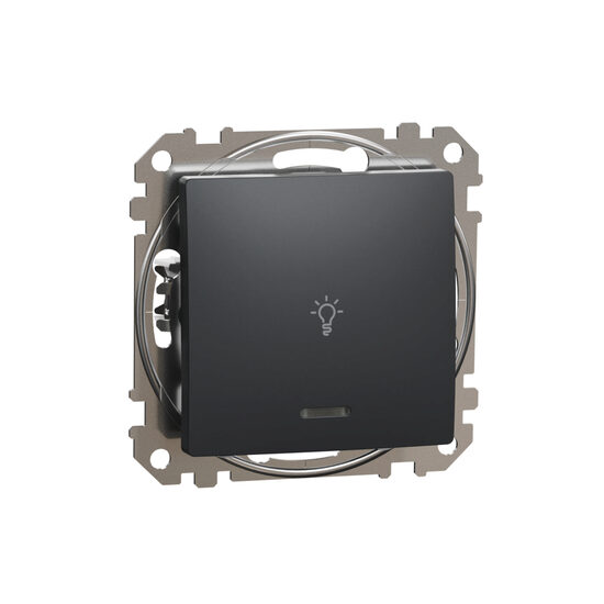 Intrerupator revenire antracit indicator luminos albastru 10A simbol lumina Sedna Design, SDD114132L Schneider Electric