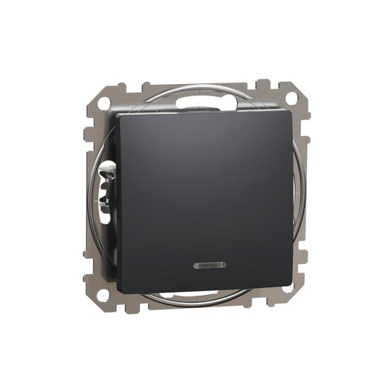 Intrerupator cap scara antracit indicator luminos albastru 10AX Sedna Design, SDD114106L Schneider Electric