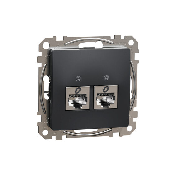 Priza date dubla RJ45 Cat.5e STP antracit Sedna Design, SDD114452S Schneider Electric