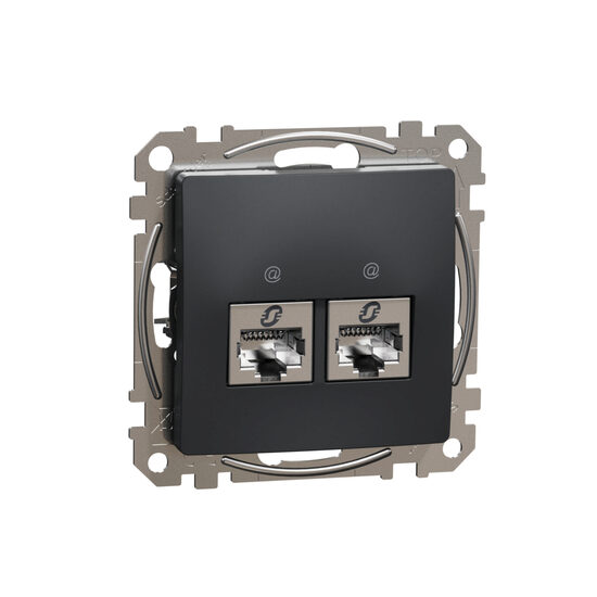 Priza date dubla RJ45 Cat.6 STP antracit Sedna Design, SDD114462S Schneider Electric
