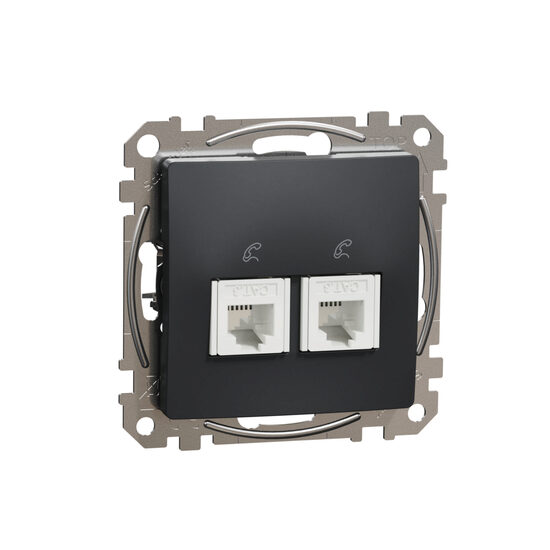Priza dubla telefon antracit RJ11 Sedna Design, SDD114492 Schneider Electric