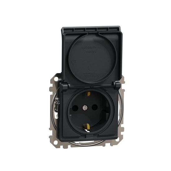 Priza simpla antracit 16A 2P+E obturatoare+capac fara surub Sedna Design, SDD114024 Schneider Electric