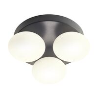Plafonieră baie IP44 neagră LED 3x5W 3000/4000K Ovum 01-4308 Redo