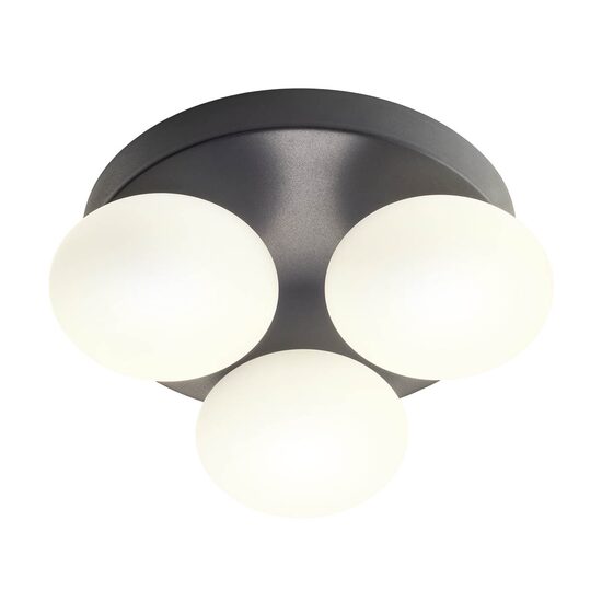 Plafonieră baie IP44 neagră LED 3x5W 3000/4000K Ovum 01-4308 Redo