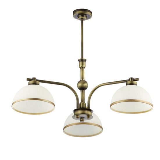 Lustra clasica alama patinata sticla alba 3xE27 Montana 1163 Jupiter