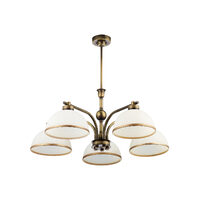 Lustra clasica alama patinata sticla alba 5xE27 Montana 1164 Jupiter
