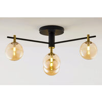 Plafoniera moderna negru auriu sticla chihlimbar 4xG9 Figaro 2031 Jupiter