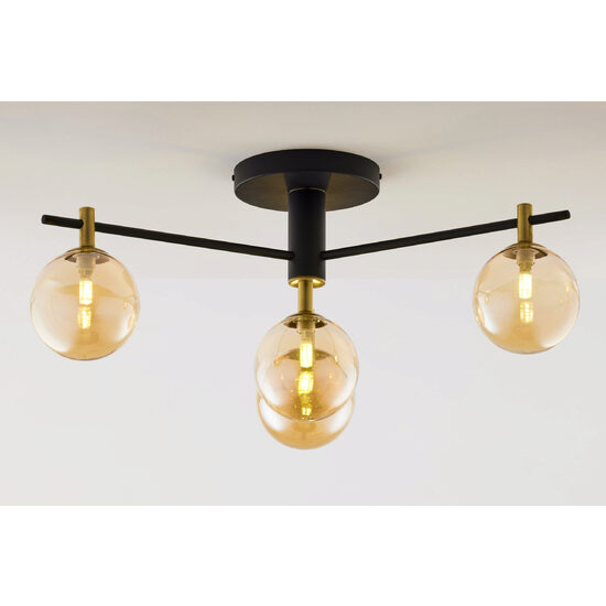 Plafoniera moderna negru auriu sticla chihlimbar 4xG9 Figaro 2031 Jupiter