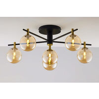 Plafoniera moderna negru auriu sticla chihlimbar 6xG9 Figaro 2033 Jupiter