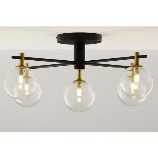 Plafoniera moderna negru auriu sticla transparenta 5xG9 Figaro 2035 Jupiter