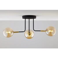 Plafoniera moderna negru/auriu sticla chihlimbar 3xG9 Burano 2037 Jupiter