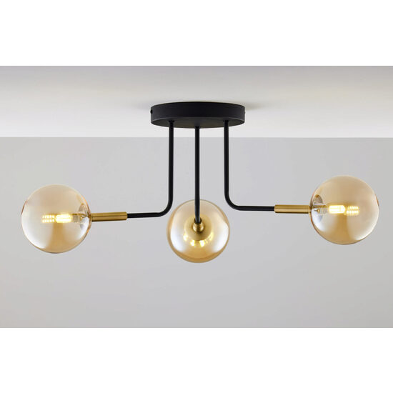 Plafoniera moderna negru/auriu sticla chihlimbar 3xG9 Burano 2037 Jupiter