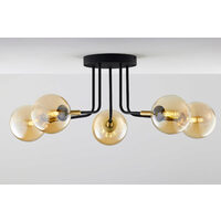 Plafoniera moderna negru/auriu sticla chihlimbar 5xG9 Burano 2038 Jupiter