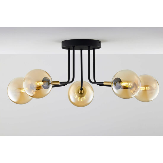 Plafoniera moderna negru/auriu sticla chihlimbar 5xG9 Burano 2038 Jupiter