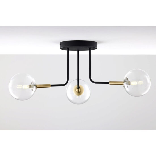 Plafoniera moderna negru/auriu sticla transparenta 3xG9 Burano 2039 Jupiter